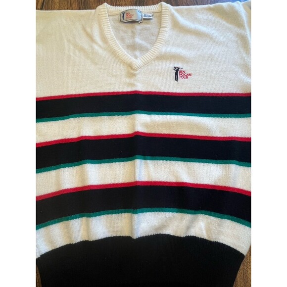 Ben Hogan Sweater Mens L Vintage Golf 80s 90’s Made In Taiwan Pullover Striped - Picture 2 of 10